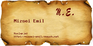 Mizsei Emil névjegykártya